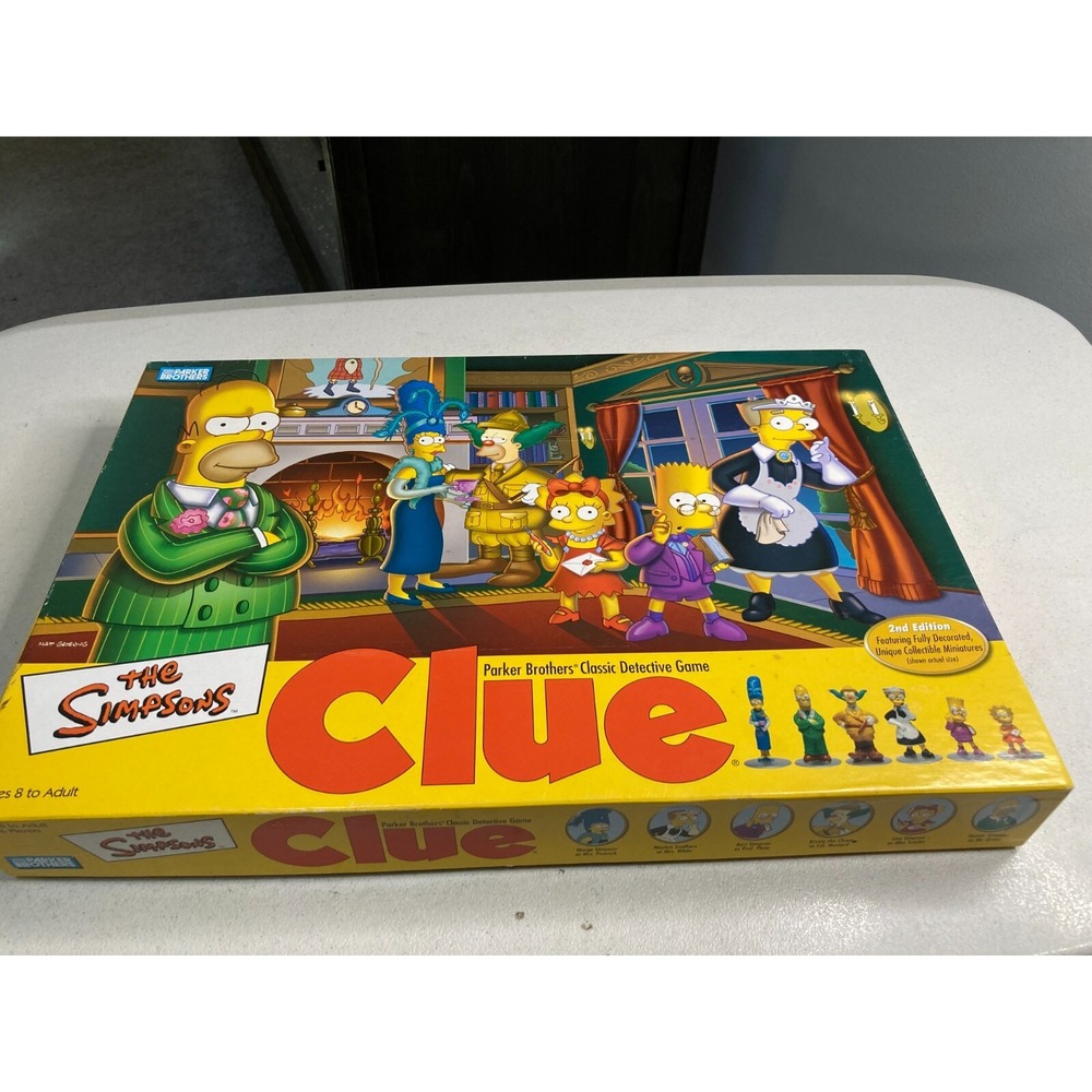 Simpsons Clue 2nd Edition Board Game 100% Complete Parker Brothers Hasbro 2002